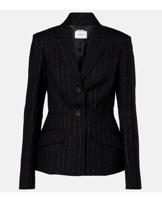 Erdem Black Pinstripe Wool Blazer
