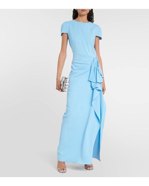 Oscar de la Renta Blue Ruffle-trimmed Gown
