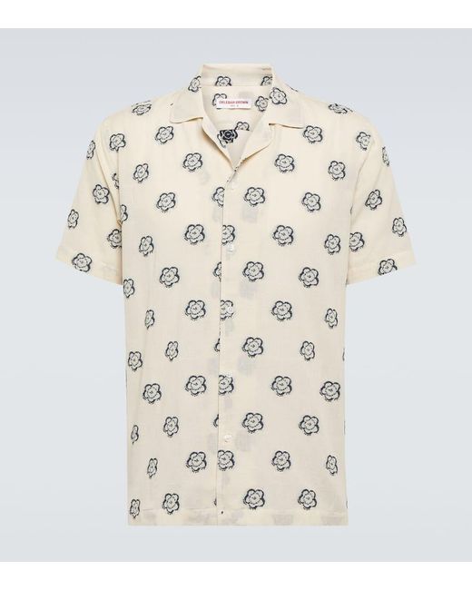 Orlebar Brown Natural Marne Cotton-blend Jacquard Bowling Shirt for men
