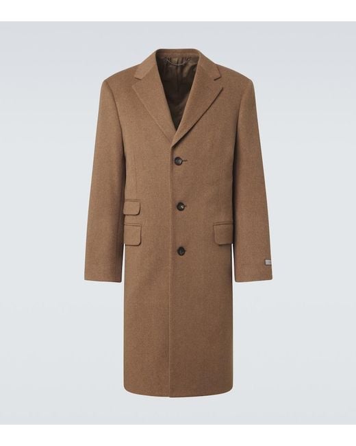 Canali Brown Single-Breasted Wool Coat for men