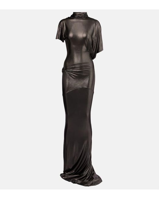Rick Owens Black Lilith Draped Asymmetric Gown