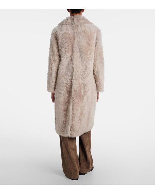 Brunello Cucinelli Natural Double-Breasted Shearling Coat