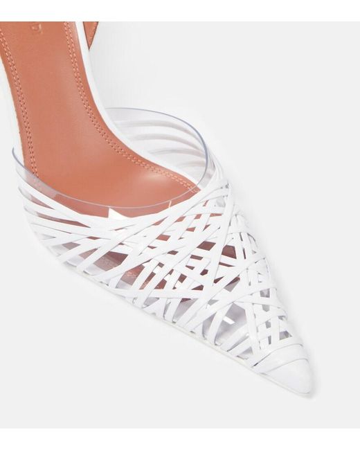 AMINA MUADDI White Lori 90 Leather Slingback Pumps
