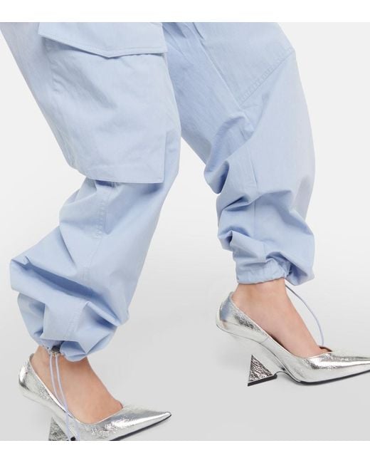 Dion Lee Blue Low-Rise Wide-Leg Cargo Pants