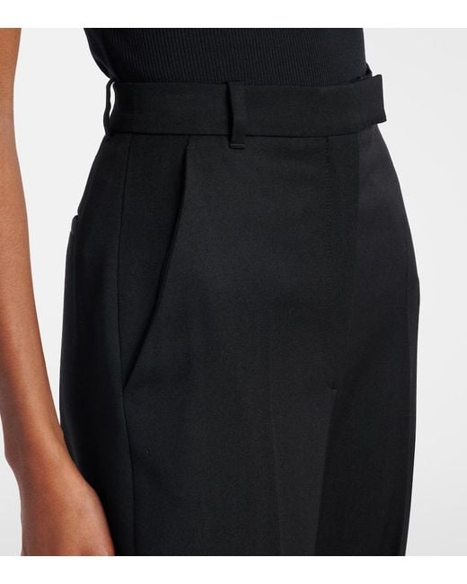 Alexander McQueen Blue High-Rise-Schlaghose Aus Wolle