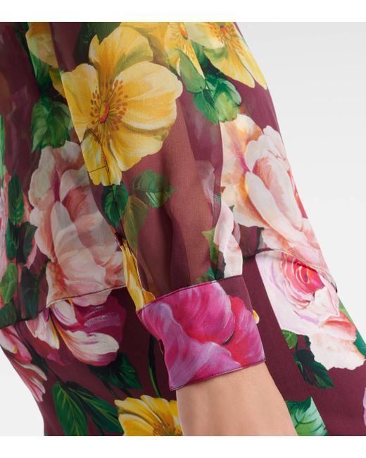 Blouse imprimee en soie a fleurs Dolce & Gabbana en coloris Pink