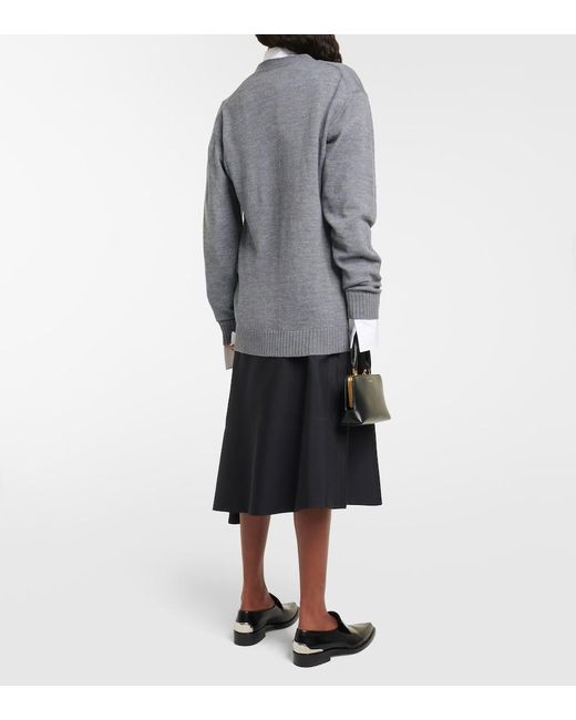 Jil Sander Gray Wool Cardigan