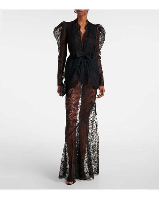 Vestido De Fiesta De Encaje Alessandra Rich de color Black