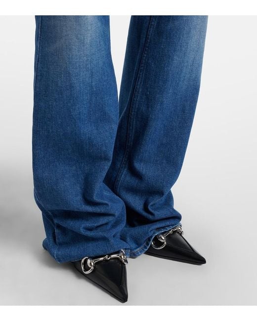 Gucci Blue Horsebit Flared Jeans