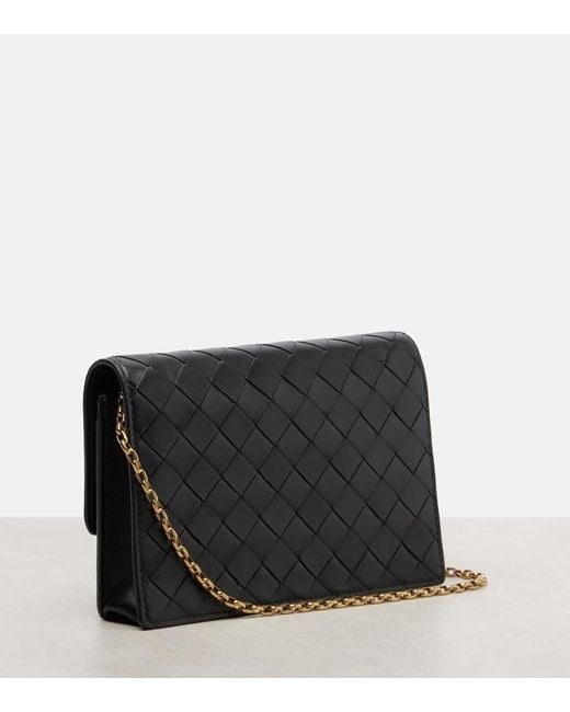 Bottega Veneta Black Andiamo Intrecciato Leather Shoulder Bag