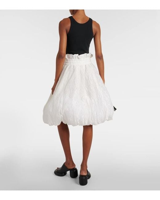 Noir Kei Ninomiya White Ruffled Cupro-blend Midi Skirt