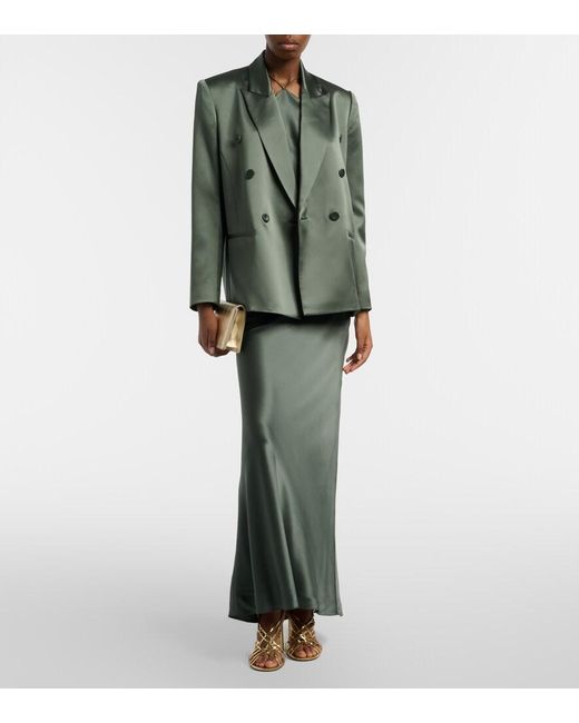 The Sei Green Double-Breasted Silk Blazer