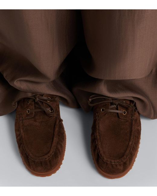 Hogan Brown Suede Boat Shoes