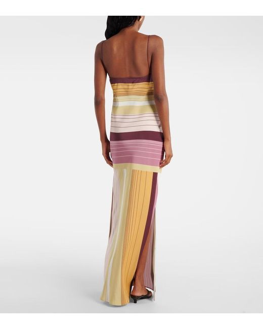 Sir White Fontana Striped Silk Crepe Slip Dress