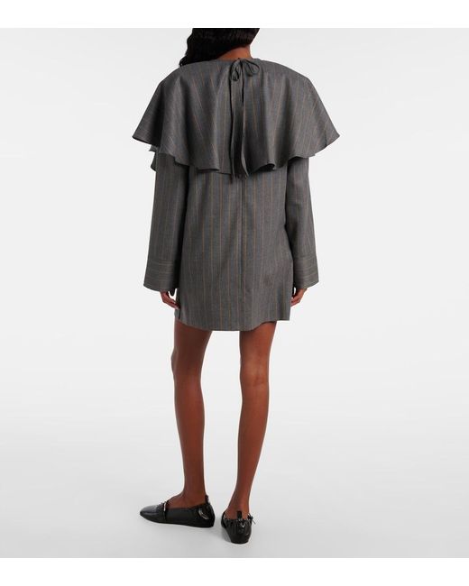 Ganni Gray Stripe Circle Collar Dress