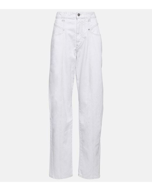 Isabel Marant White Vetan High-Rise Wide-Leg Jeans