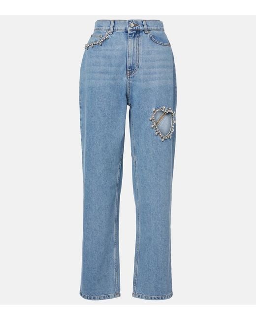 Area Blue Straight Jeans Mit Kristallen
