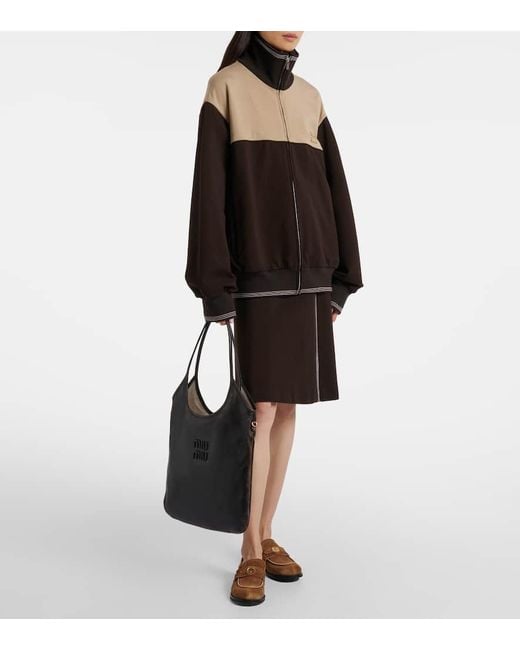 Bolso Al Hombro Ivy De Piel Con Efecto Desgastado Miu Miu de color Black