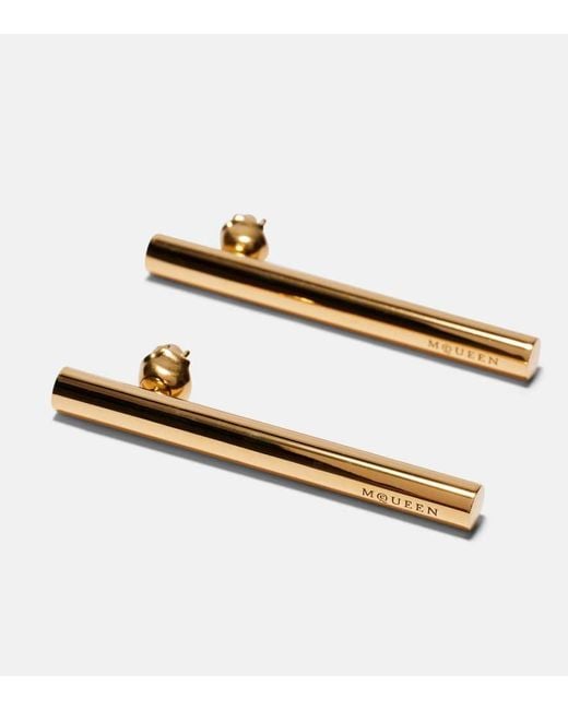 Pendientes Largos Con Logo Alexander McQueen de color Metallic