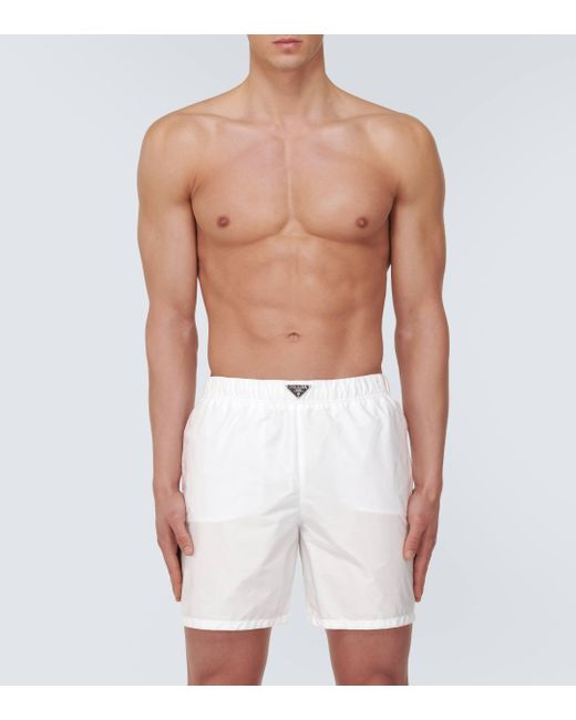Short de bain Re-Nylon a logo Prada pour homme en coloris White
