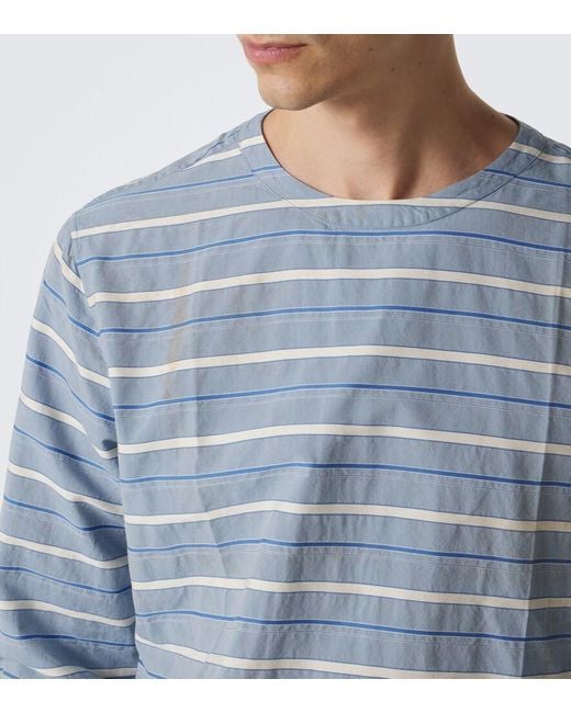 Prada Blue Striped Cotton Twill Shirt for men