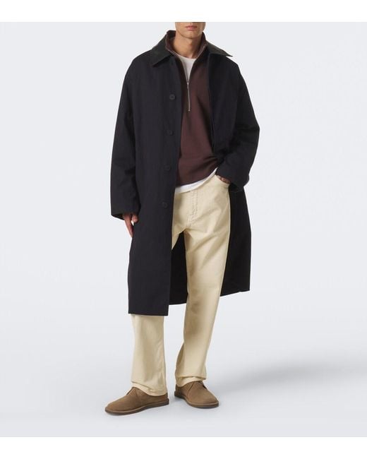 Studio Nicholson Blue Revere Leather-Trimmed Cotton-Blend Trench Coat for men