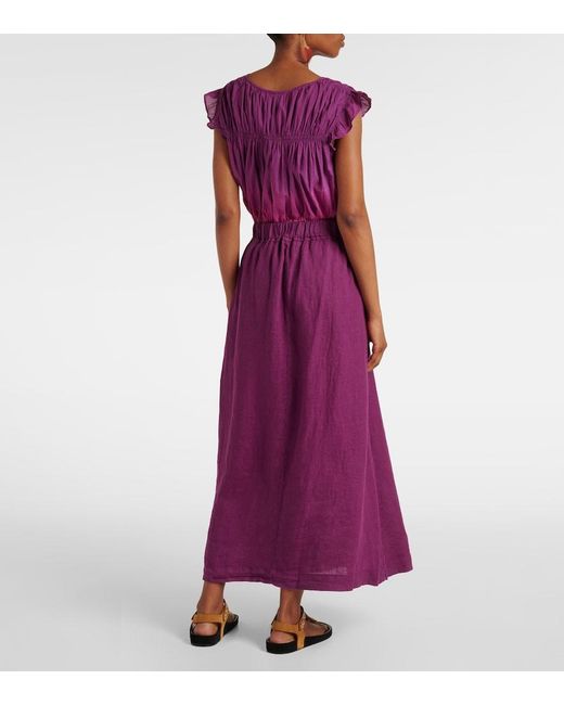 Velvet Purple Linda Linen Maxi Skirt