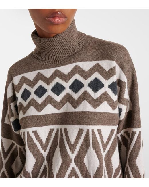 Chaleco De Lana, Cachemir Y Seda En Jacquard Brunello Cucinelli de color Gray