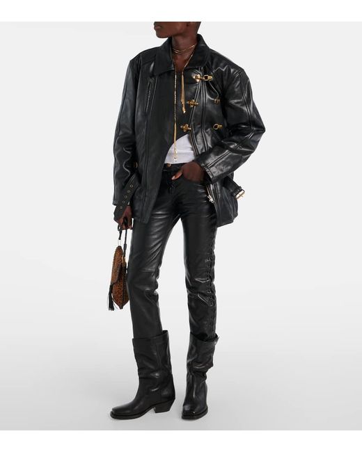 Isabel Marant Black Caitlyn Belted Leather Jacket