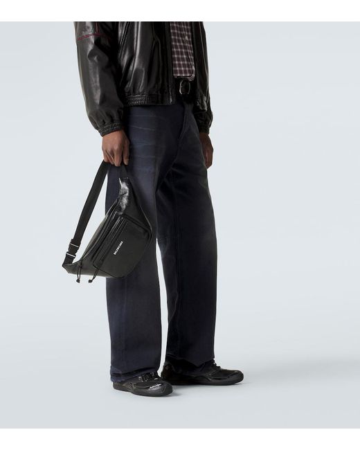 Balenciaga Black Explorer Leather Belt Bag for men