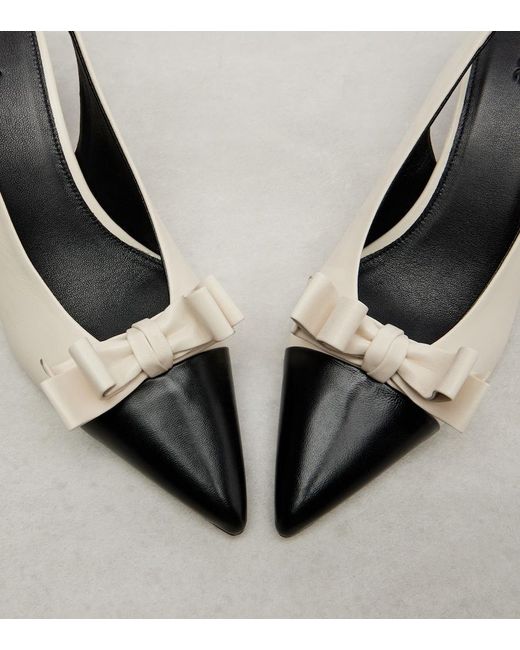 Chloé Metallic Alba 75 Bow-Detail Leather Slingback Pumps