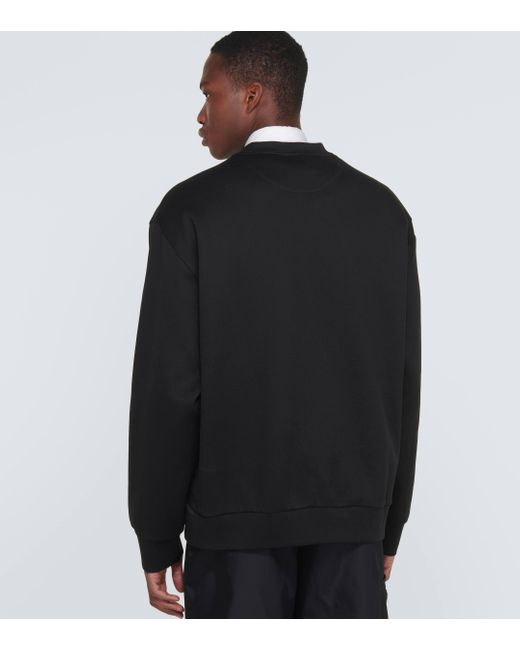 Sweat-shirt en coton melange a logo Prada pour homme en coloris Black
