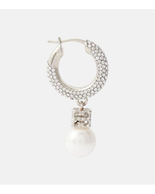 Orecchini a cerchio con cristalli Swarovski® e perle bijoux di Givenchy in White