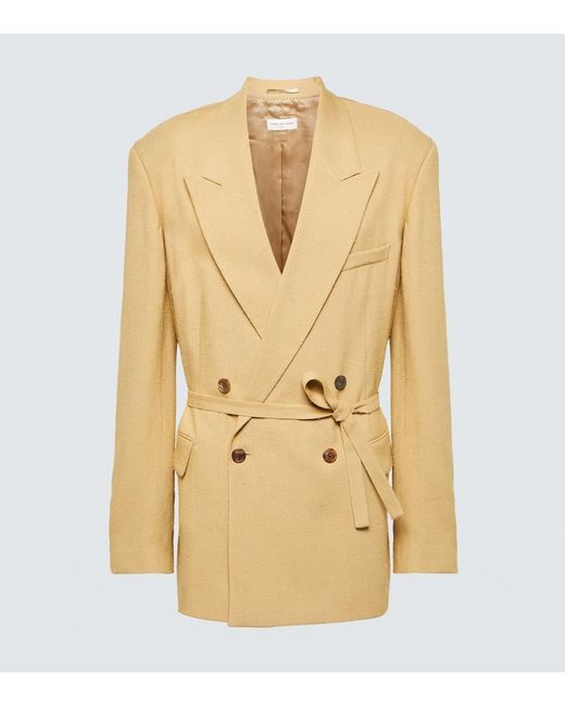Dries Van Noten Natural Bishop Bis Belted Blazer for men
