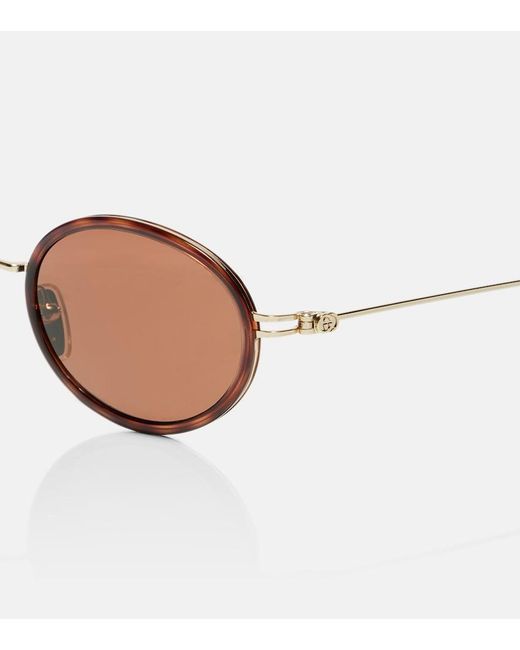 Gucci Brown Gg Tiny Oval Sunglasses