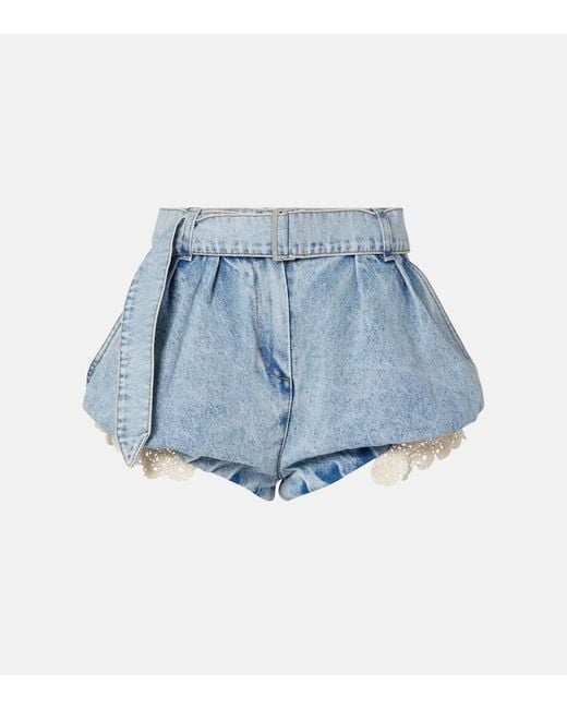 Shorts Di Jeans Con Crochet di Magda Butrym in Blue