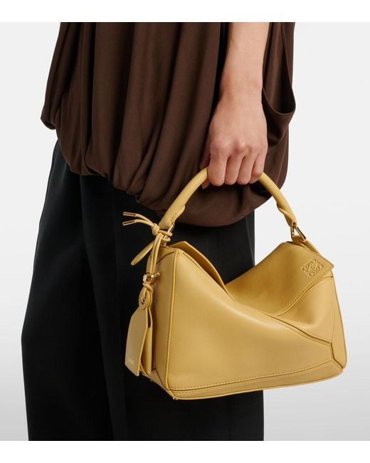 Loewe Metallic Featherlight Puzzle Large Leather Top-Handle Bag