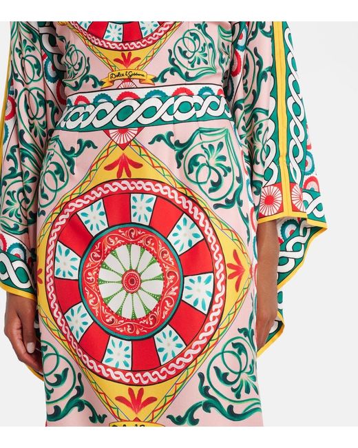 Dolce & Gabbana Red Printed Silk Gown