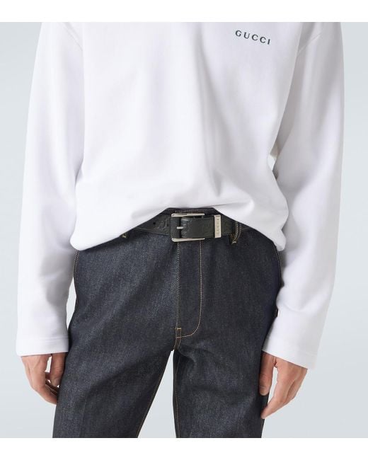 Gucci Black Gg Debossed Leather Belt for men