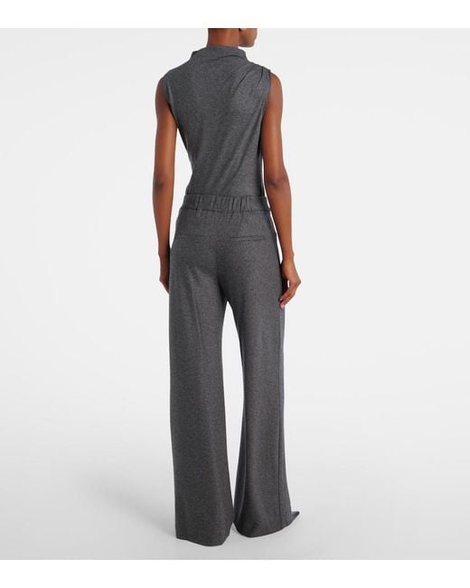 Veronica Beard Gray Mid-Rise Wide-Leg Pants