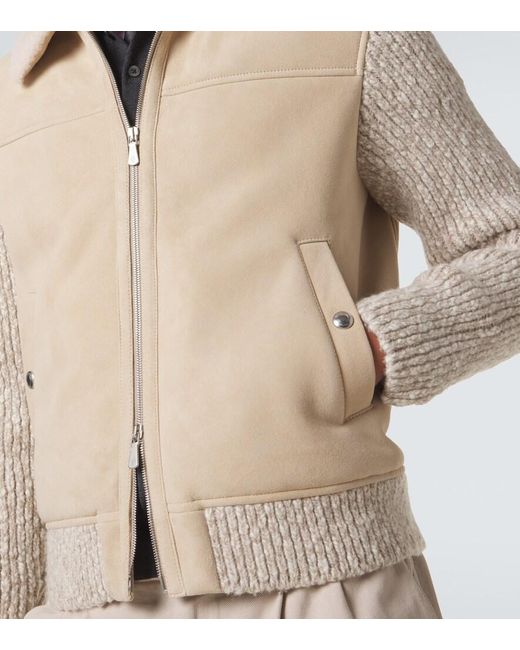 Eleventy Natural Shearling-Lined Suede Jacket for men