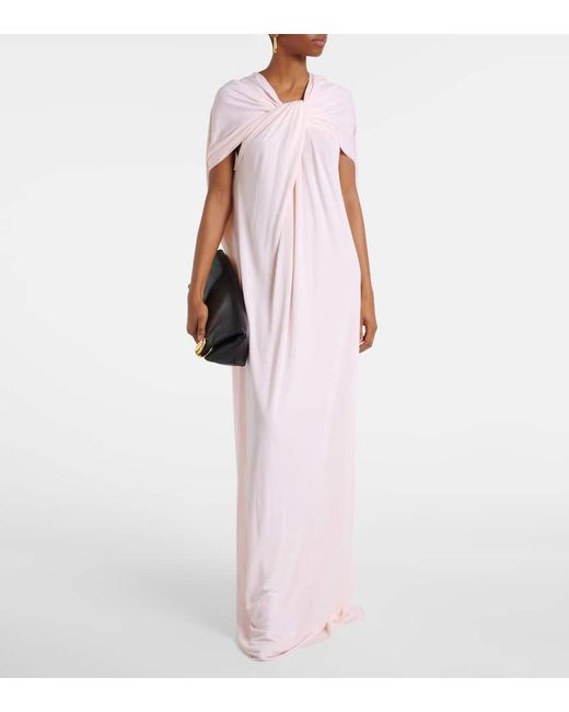 Jil Sander Pink Draped Crepe Jersey Gown
