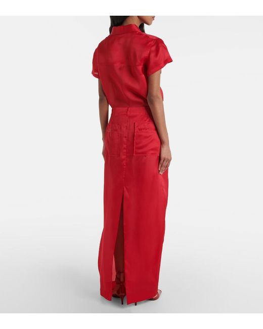 Khaite Red Lucian Silk Organza Maxi Skirt