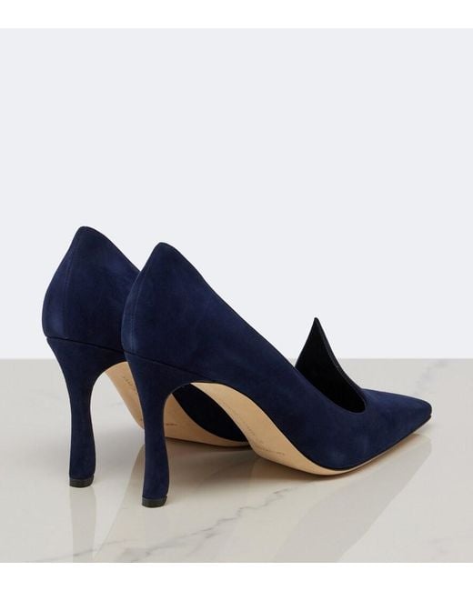 Manolo Blahnik Blue Maldite Suede Pumps