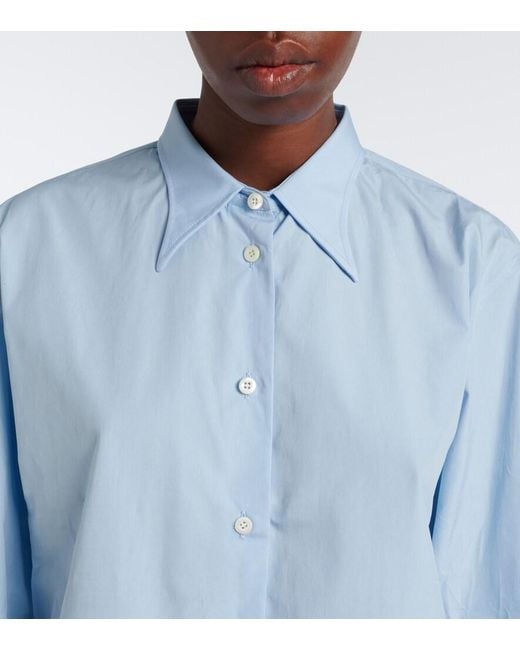 Prada Blue Oversized Cotton Poplin Shirt