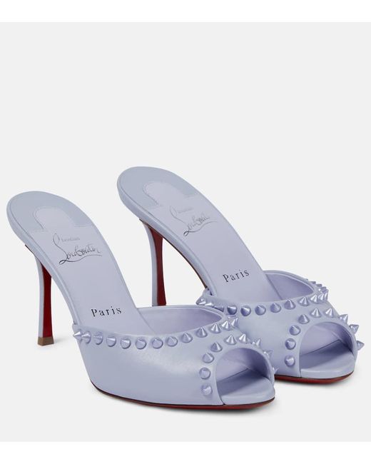 Christian Louboutin Blue Me Dolly Spike 85 Leather Mules