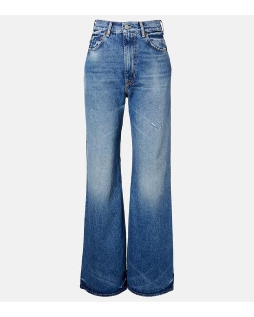 Jeans A Gamba Larga A Vita Alta di Acne in Blue