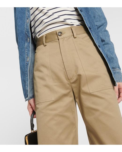 Nili Lotan Natural Quentin High-Rise Cotton Flared Pants