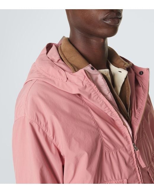 Stone Island Pink Compass Hooded Canvas Jacket for men