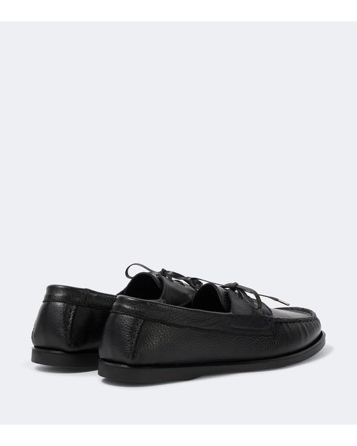 Saman Amel Black City Moc Leather Loafers for men